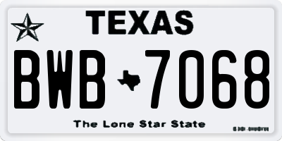 TX license plate BWB7068