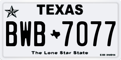 TX license plate BWB7077