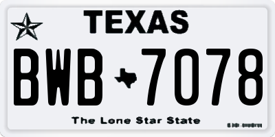 TX license plate BWB7078