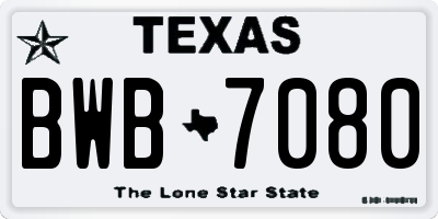 TX license plate BWB7080