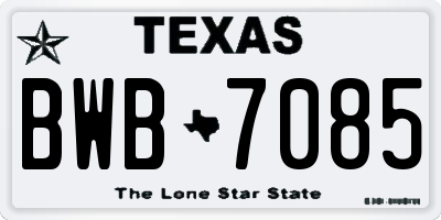 TX license plate BWB7085