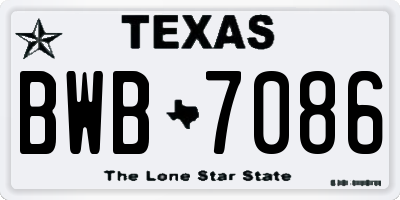 TX license plate BWB7086
