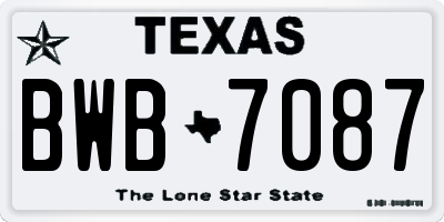 TX license plate BWB7087