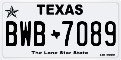 TX license plate BWB7089