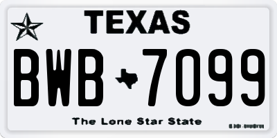 TX license plate BWB7099