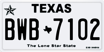 TX license plate BWB7102
