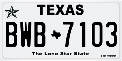 TX license plate BWB7103