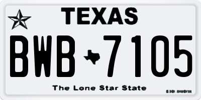 TX license plate BWB7105