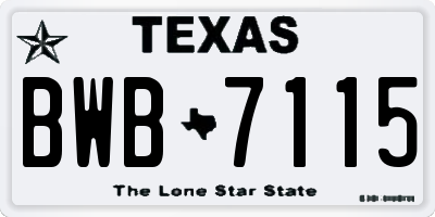 TX license plate BWB7115