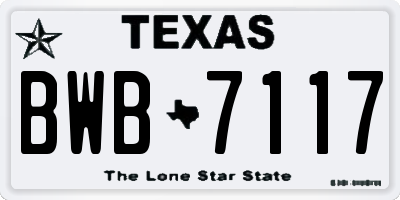 TX license plate BWB7117