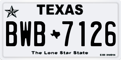 TX license plate BWB7126