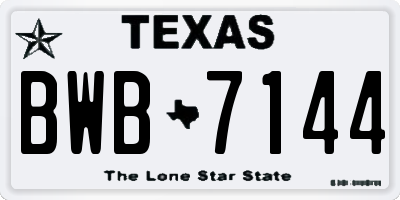 TX license plate BWB7144