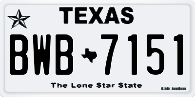 TX license plate BWB7151