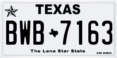 TX license plate BWB7163