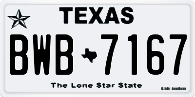 TX license plate BWB7167