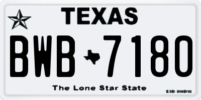 TX license plate BWB7180
