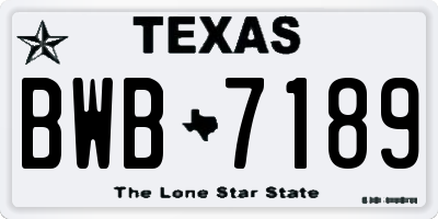 TX license plate BWB7189