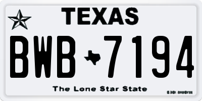 TX license plate BWB7194