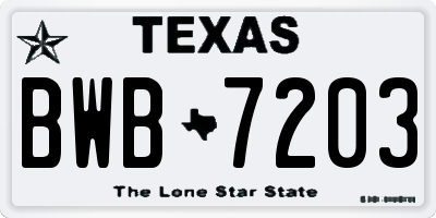 TX license plate BWB7203