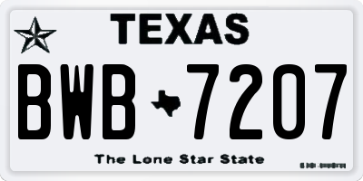 TX license plate BWB7207