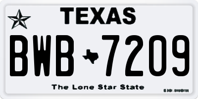 TX license plate BWB7209