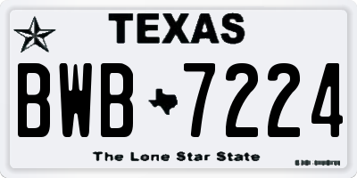 TX license plate BWB7224