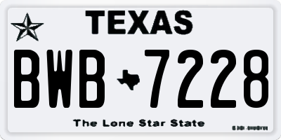 TX license plate BWB7228
