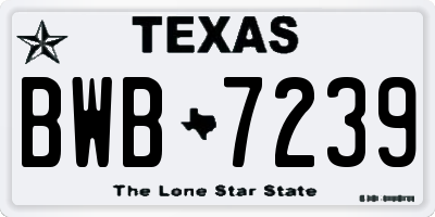 TX license plate BWB7239