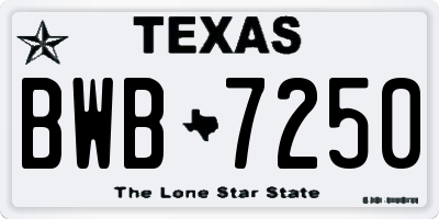 TX license plate BWB7250