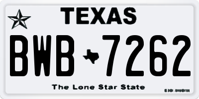 TX license plate BWB7262