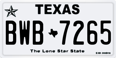 TX license plate BWB7265