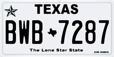 TX license plate BWB7287