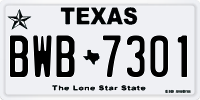 TX license plate BWB7301