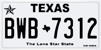 TX license plate BWB7312
