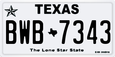 TX license plate BWB7343