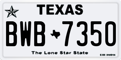 TX license plate BWB7350
