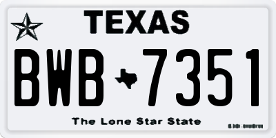 TX license plate BWB7351