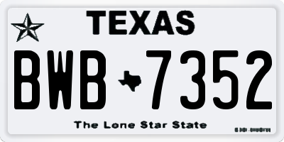 TX license plate BWB7352