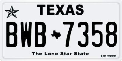 TX license plate BWB7358
