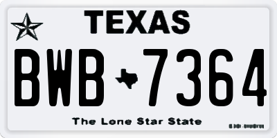 TX license plate BWB7364