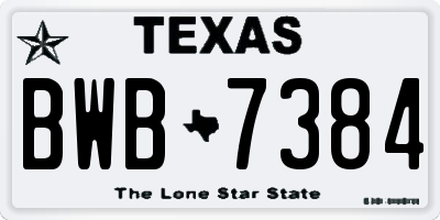 TX license plate BWB7384