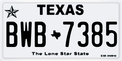 TX license plate BWB7385