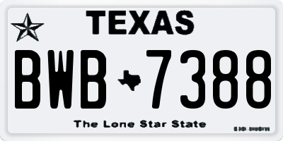 TX license plate BWB7388
