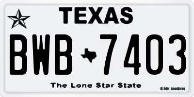 TX license plate BWB7403