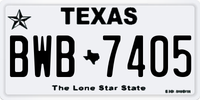 TX license plate BWB7405