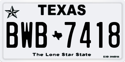 TX license plate BWB7418
