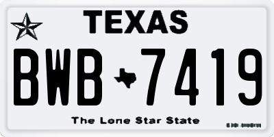 TX license plate BWB7419