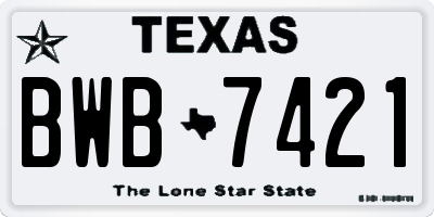 TX license plate BWB7421
