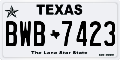 TX license plate BWB7423