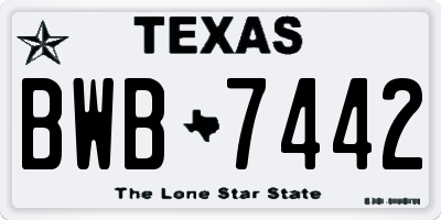 TX license plate BWB7442